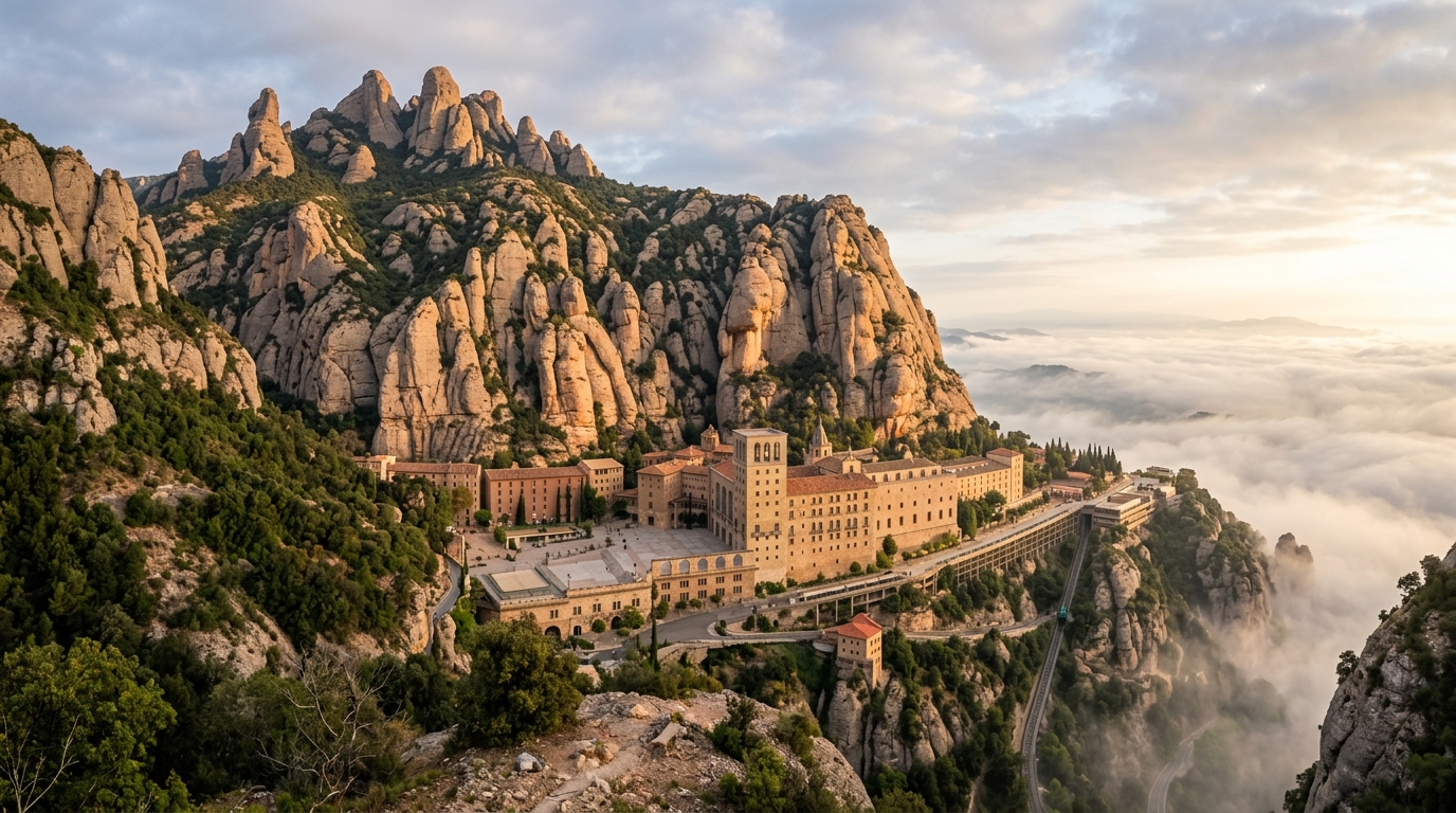 Montserrat Dağ Manastırı ve Bulutlar