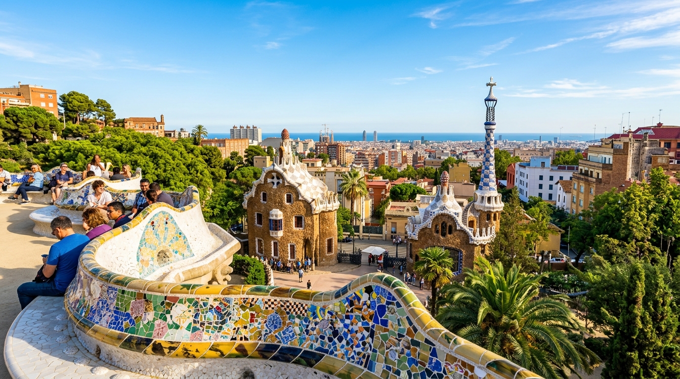 Park Guell Serpentine Dalgalı Bank Barselona