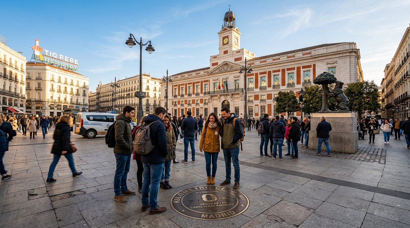 Madrid Puerta del Sol Kilometro Cero Meydani