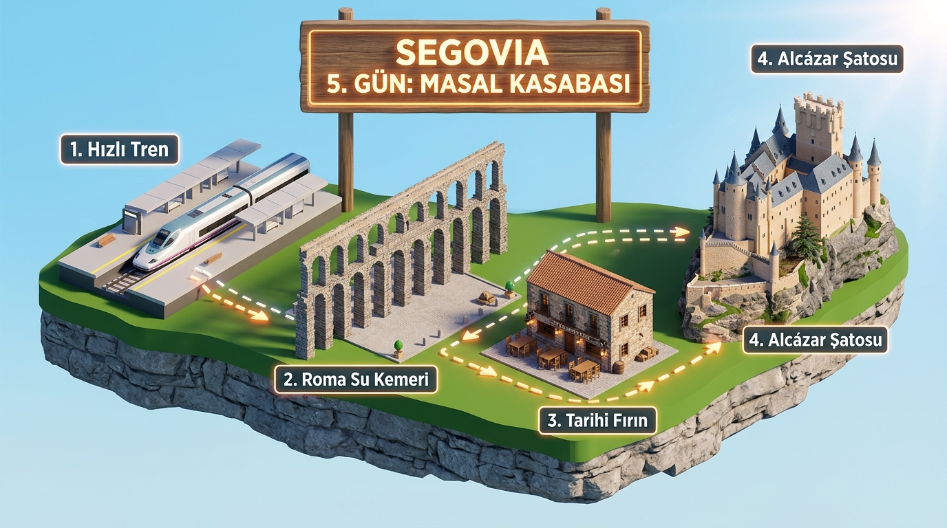 Segovia 5. Gün 3D Rota Haritası