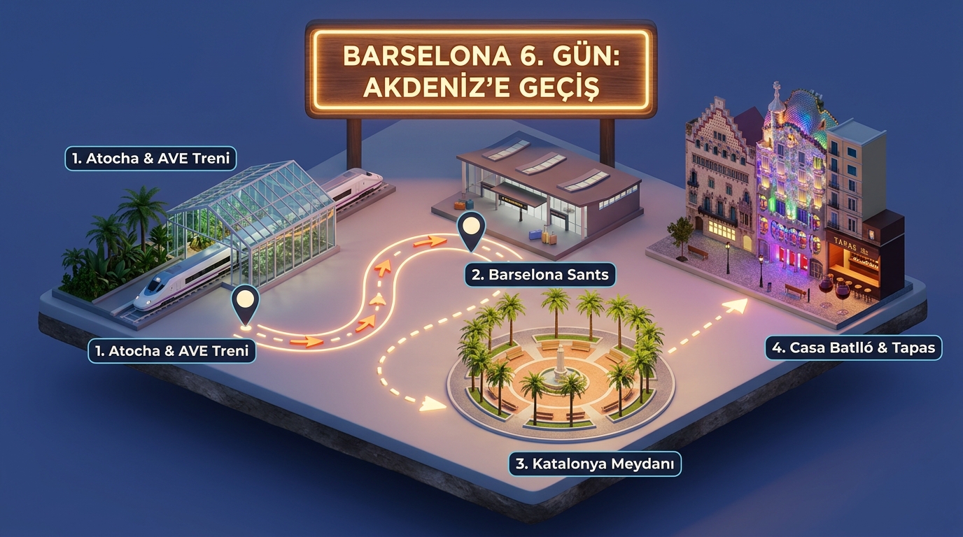 Barselona 6. Gün 3D Rota Haritası