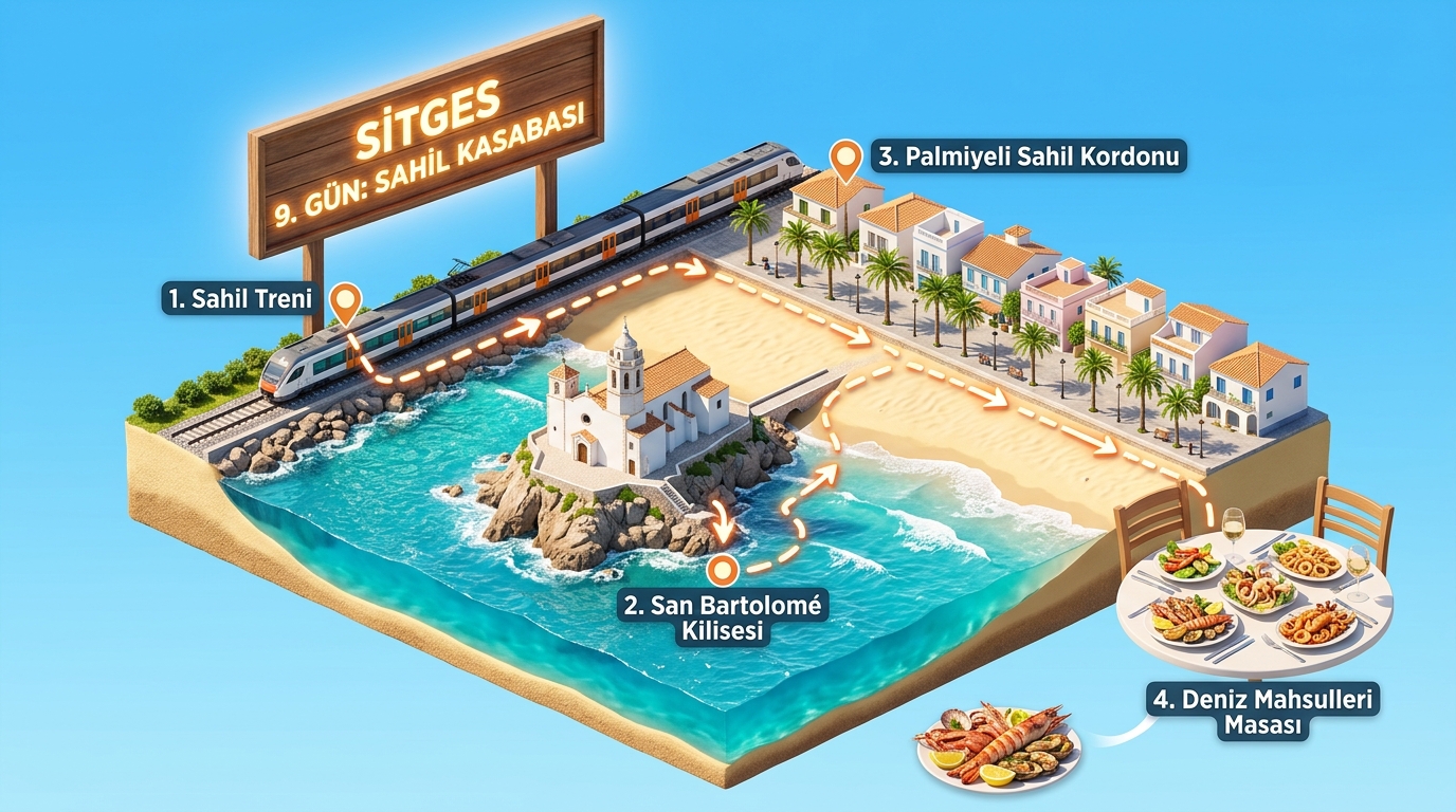 Sitges 9. Gün 3D Rota Haritası