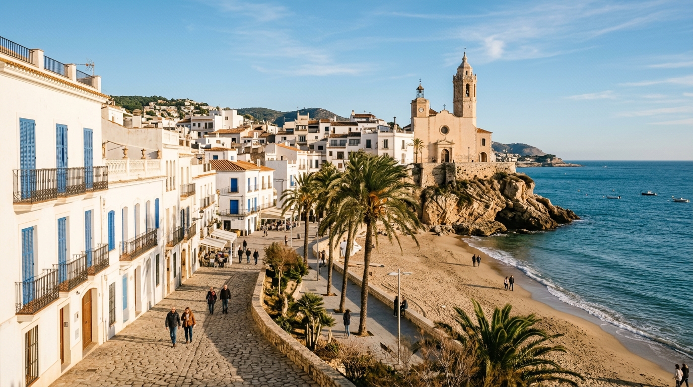 Sitges Sahil Kasabası ve Akdeniz